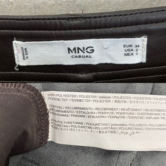 Mango chocolate brown faux‎ leather high waisted tapered pants US Size 2 - Picture 11 of 16